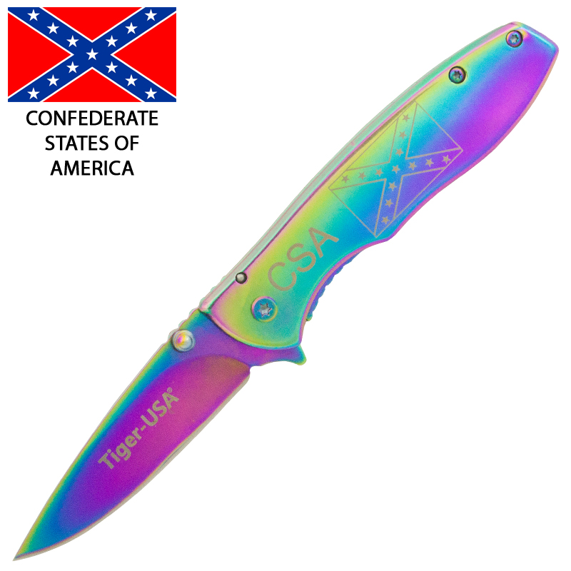 7 Inch CSA Flag Titanium Spring Assisted Knife