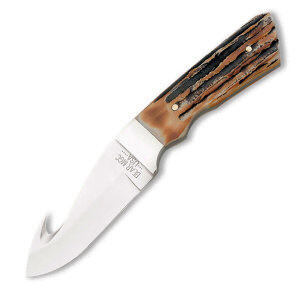 8" Genuine India Stag Bone Guthook w/Leather Sheath, BE-544