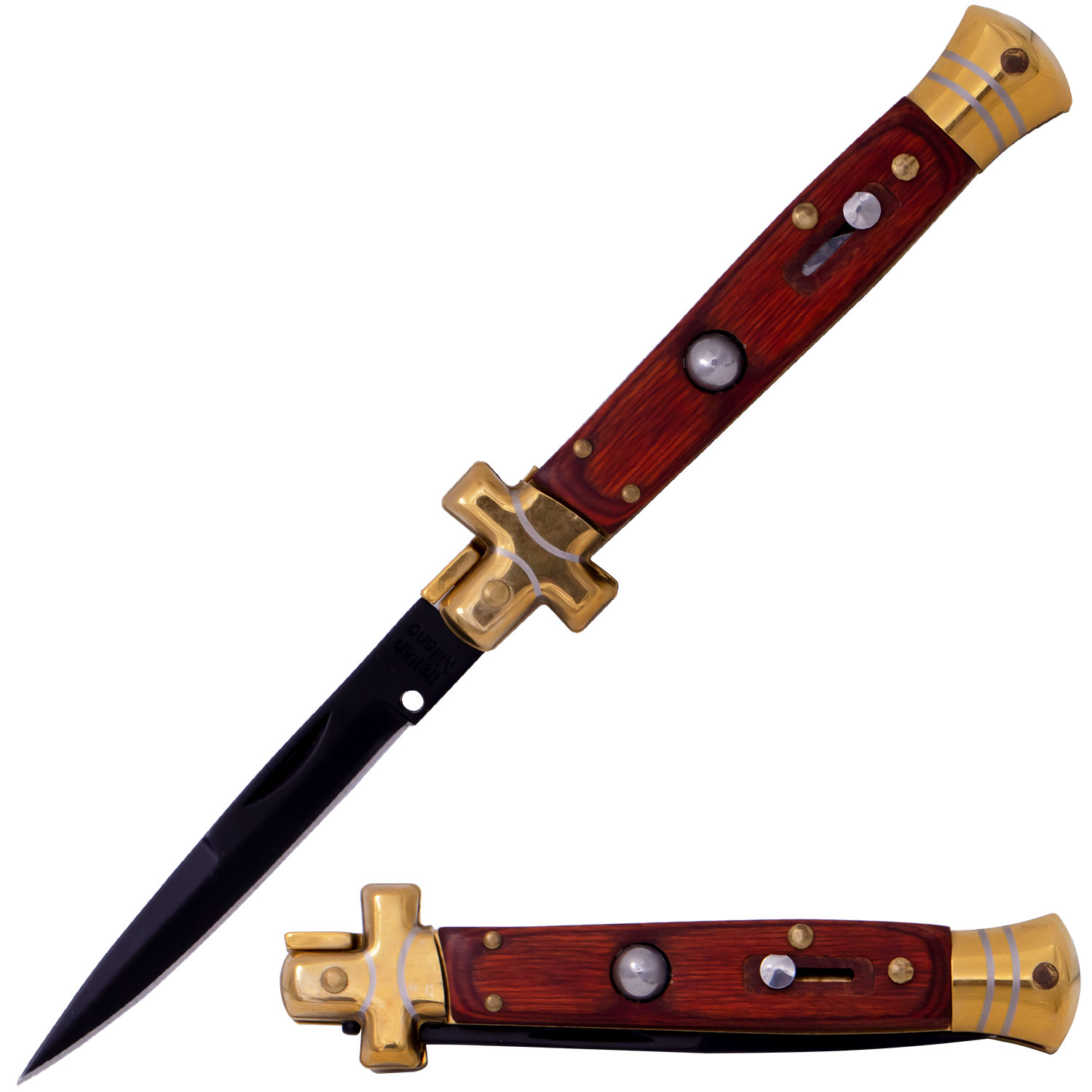 Golden Stiletto Santa Fe Automatic Knife Rosewood Handle