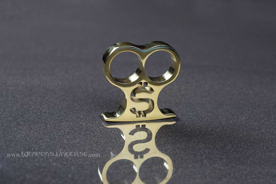 American Made Golden Dollar Two Finger Brass Knuckles