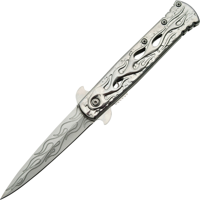 China Made CN300345CH Flame Linerlock A/O Chrome Knife