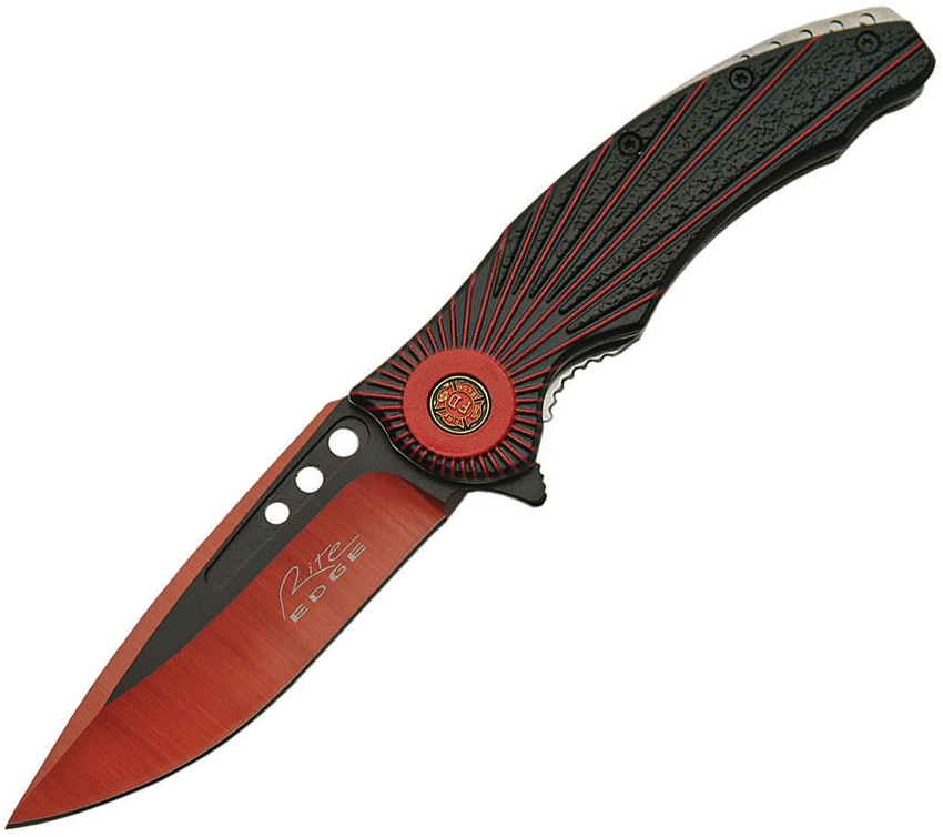 China Made CN300419RD Rising Sun Linerlock A/O, Red