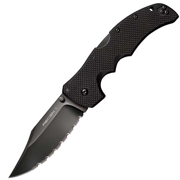 Cold Steel 27TLCCS Recon 1, Black G10 Handle, Black Clip Point Serrated