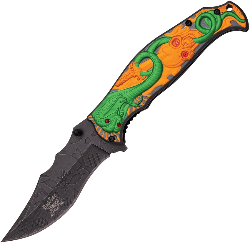 Dark Side DSA032GG Cobra Linerlock A/O Knife, Green, Gold