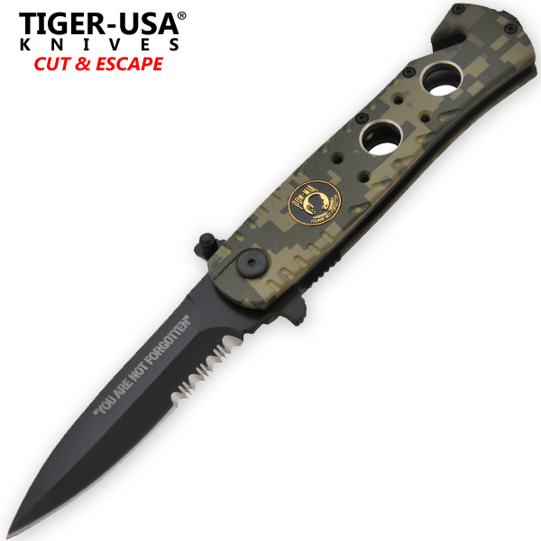 Digital Camo POW Tactical Spring Assisted Folding Knife - POCA