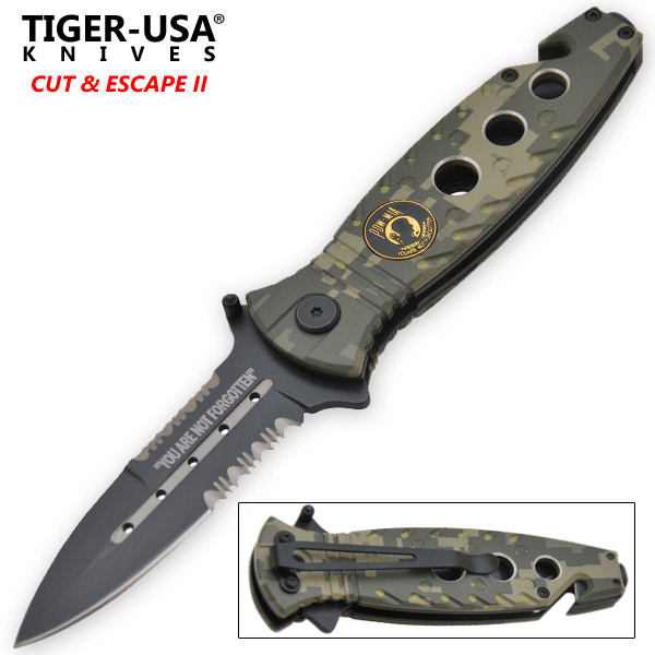 Digital Camo POW Tactical Spring Assisted Folding Knife