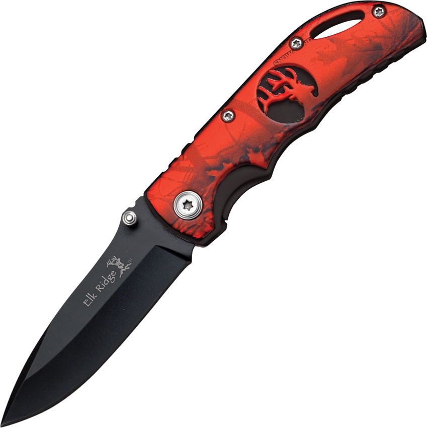 Elk Ridge ER134RCB Linerlock Knife, Red Camo