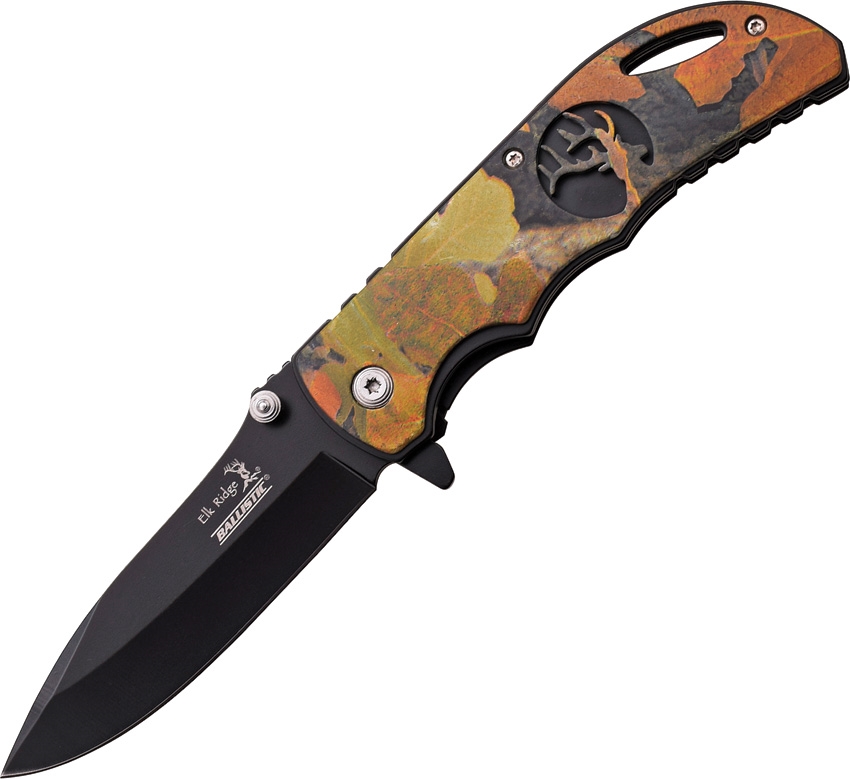 Elk Ridge ERA008GC Linerlock A/O Knife, Green, Camo