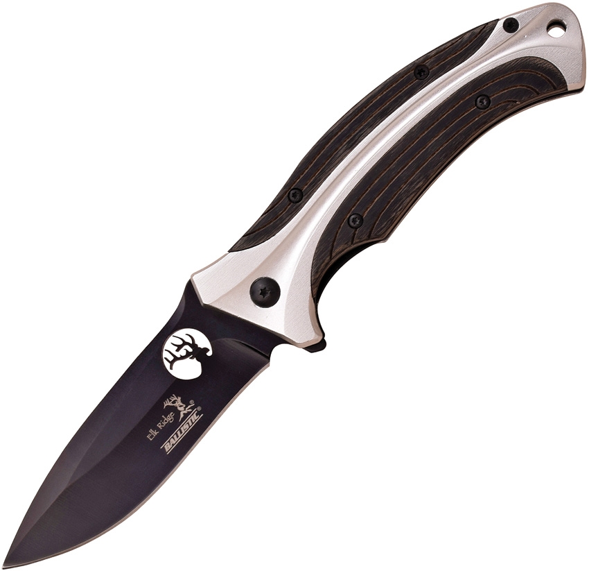 Elk Ridge ERA155GW Linerlock A/O Pakkawood Knife, Gray