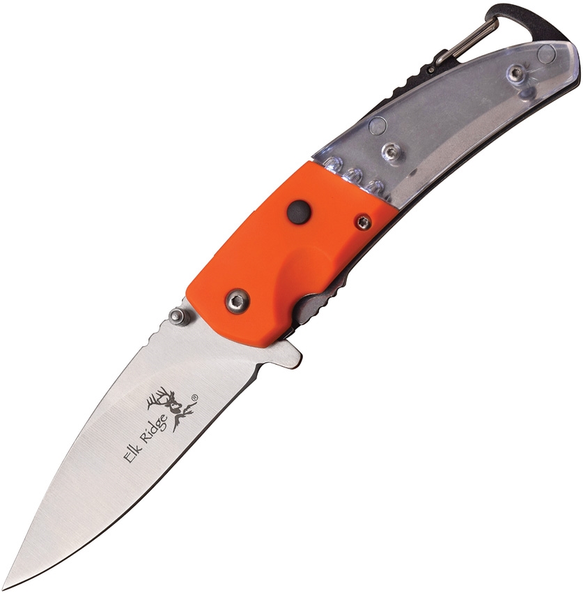 Elk Ridge ERA157OR LED Linerlock A/O Knife, Orange