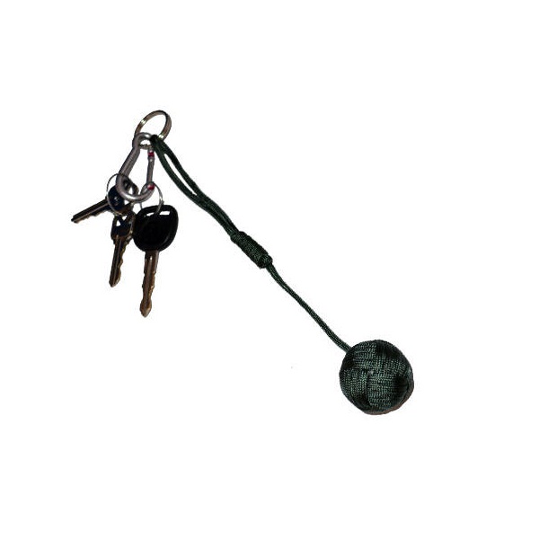 Small Self Defense Monkey Fist Keychain, Olive Green