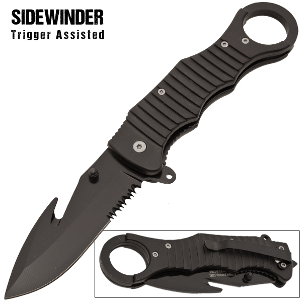 Spring Assisted Fear Gutter Knife, Black